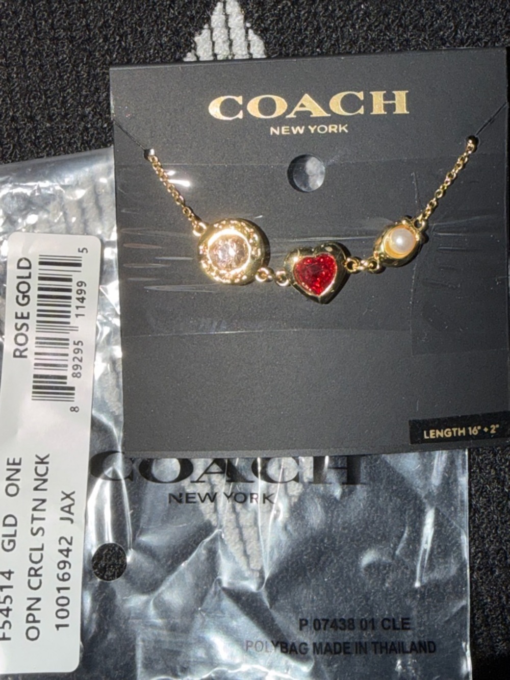 COACH Signature Stone And Heart Necklace - NWT!